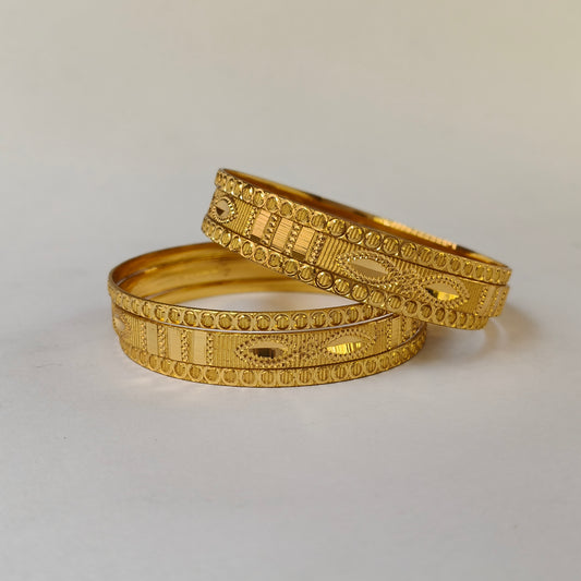 Intricate Textured Gold Stackable Bangles