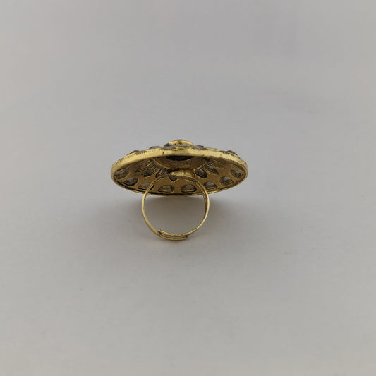Traditional Meenakari Kundan Ring - Baby Pink