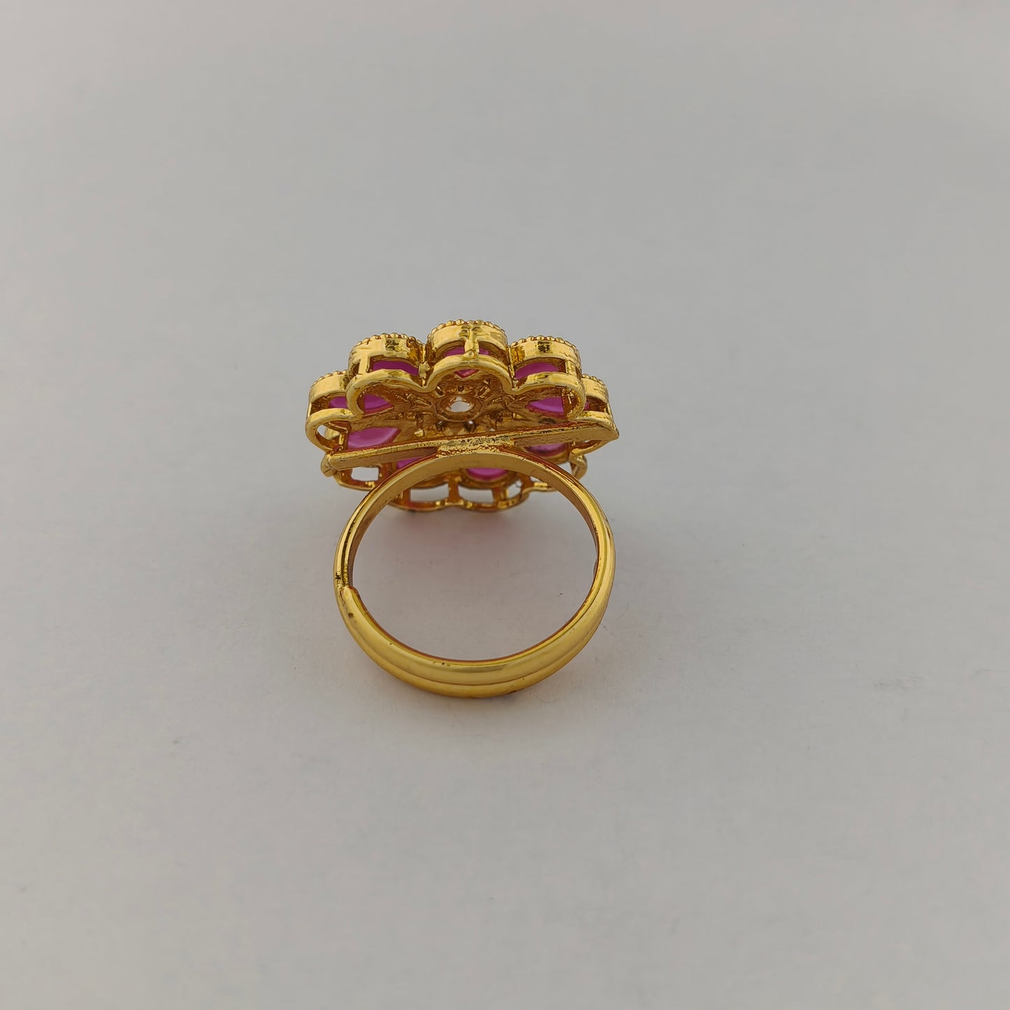 Gold Plated Ruby Floral Ring