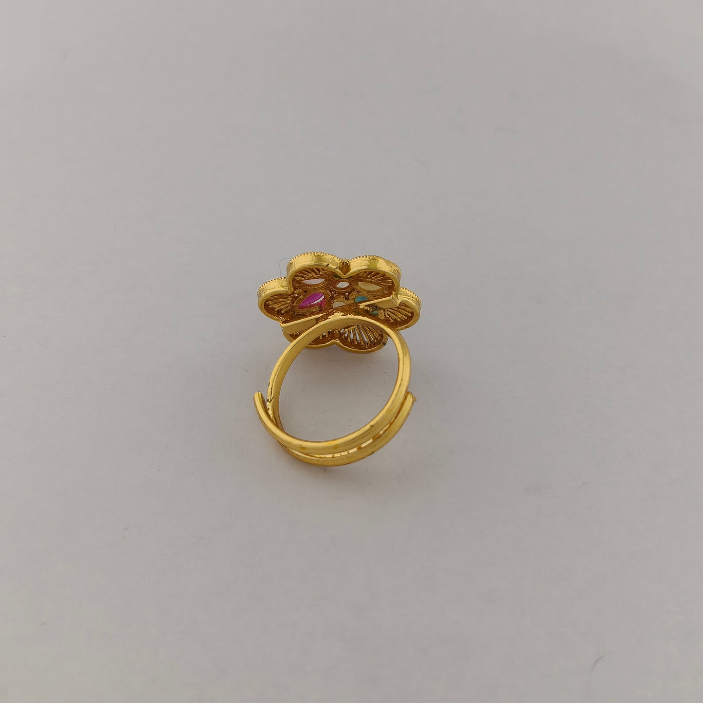 Gold Plated Multi-Stone Floral Ring