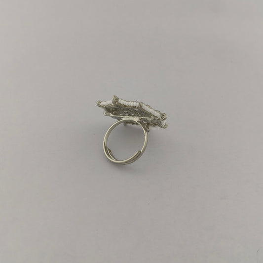 Pearl String Floral Ring