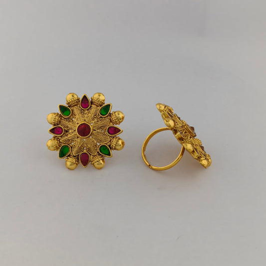 Gold Plated Sunburst Cocktail Ring