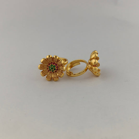 Floral Gold CZ Ring