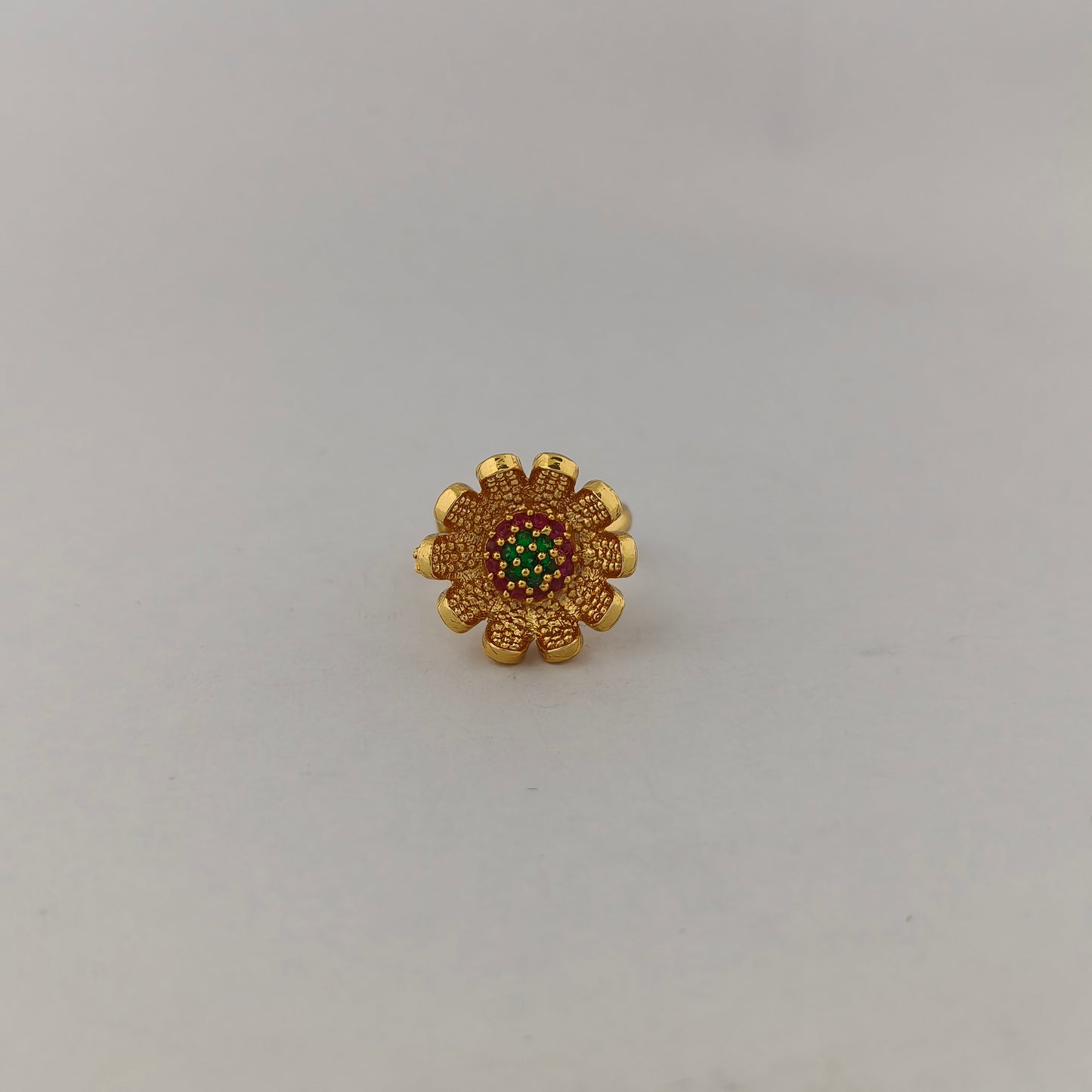 Floral Gold CZ Ring
