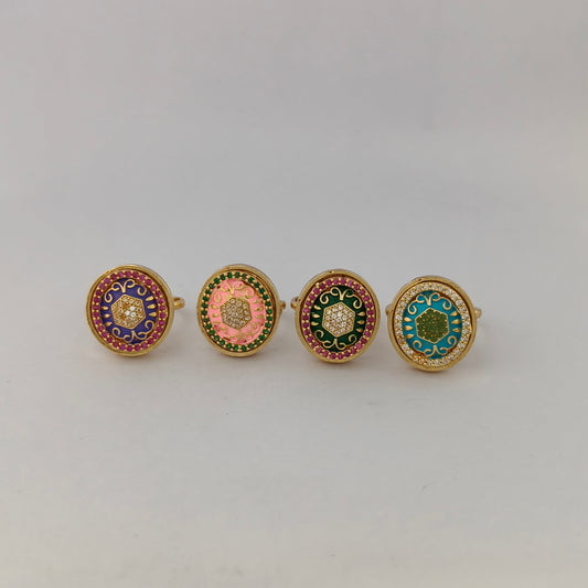Enamel Oval CZ Statement Ring
