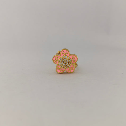 Floral Enamel CZ Statement Ring