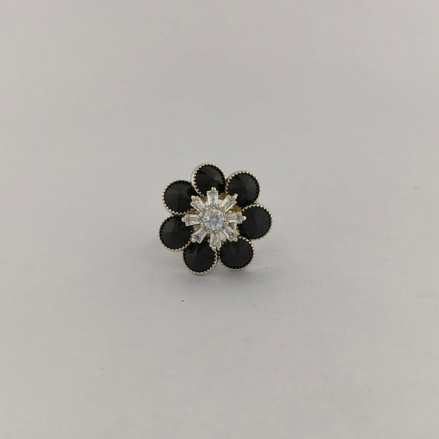 Silver Plated Crystal Blossom Ring