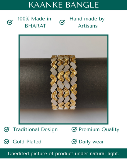 Two-Tone Scalloped Dual Finish Bangles