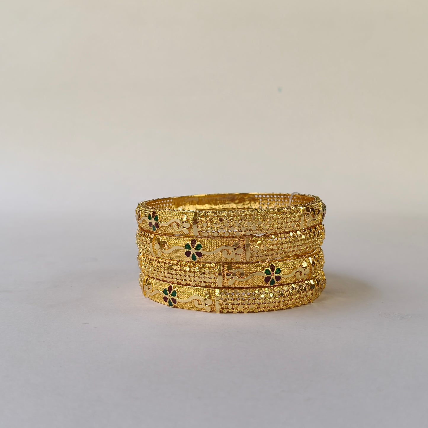 Gold Toned Floral Filigree Bangles