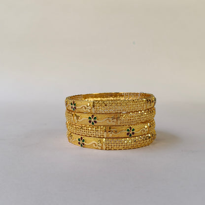 Gold Toned Floral Filigree Bangles