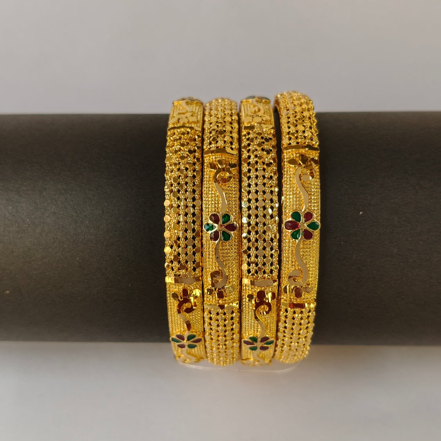 Gold Toned Floral Filigree Bangles