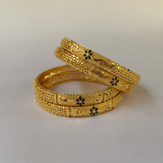 Gold Toned Floral Filigree Bangles