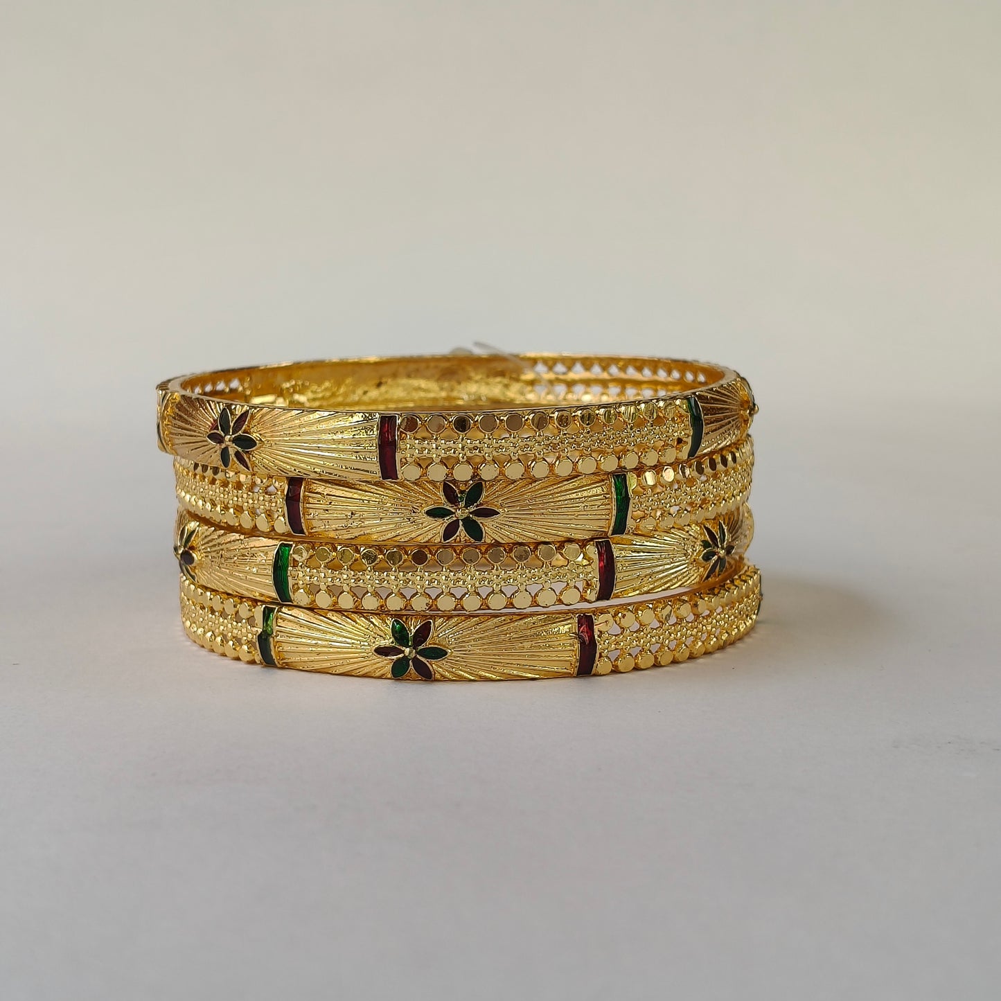 Meenakari Sunburst Gold Plated Bangles