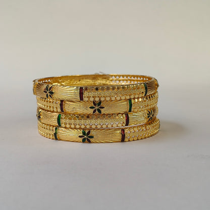 Meenakari Sunburst Gold Plated Bangles