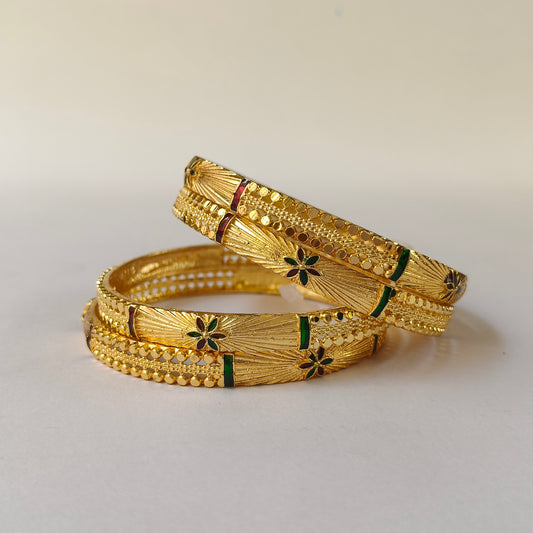 Meenakari Sunburst Gold Plated Bangles