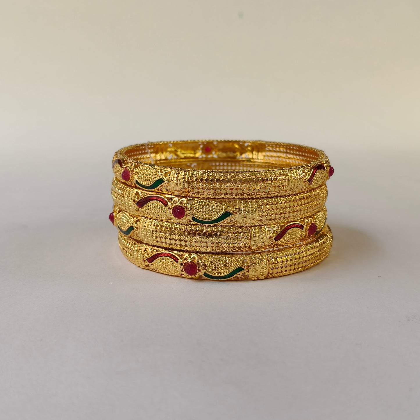 Traditional Gold Toned Enamel Bangles