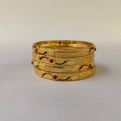 Traditional Gold Toned Enamel Bangles