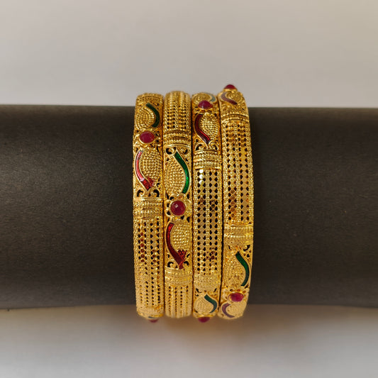 Traditional Gold Toned Enamel Bangles