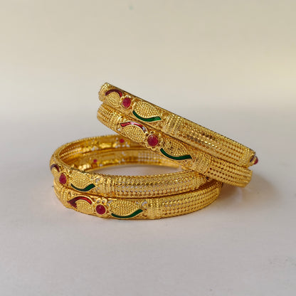 Traditional Gold Toned Enamel Bangles