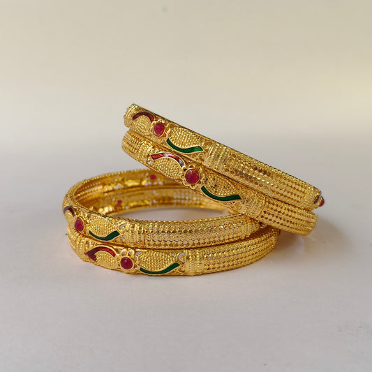 Traditional Gold Toned Enamel Bangles