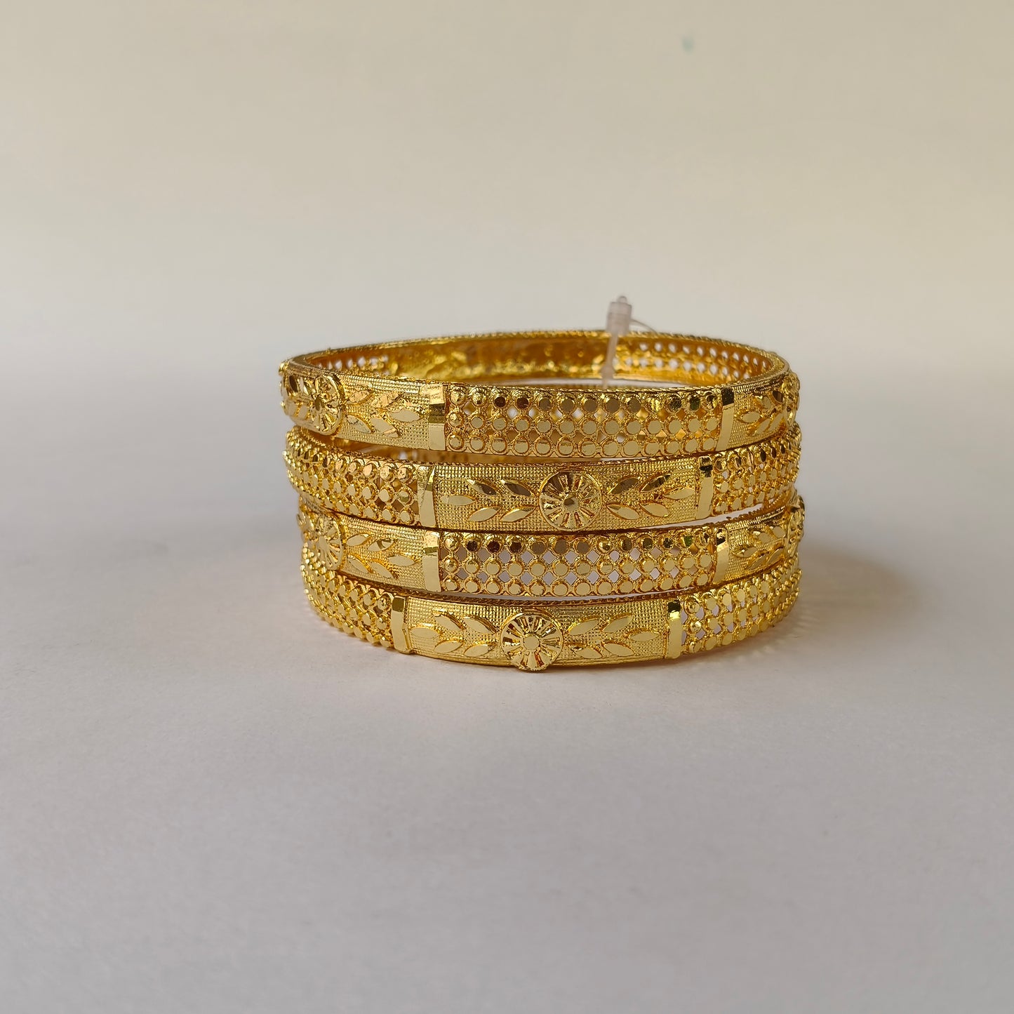 Ornate Floral Filigree Gold Bangles
