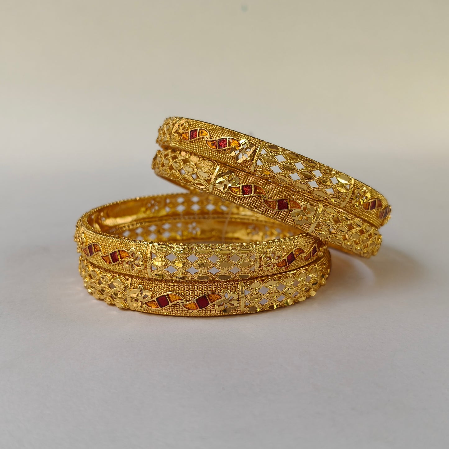 Traditional Filigree Gold Toned Bangles