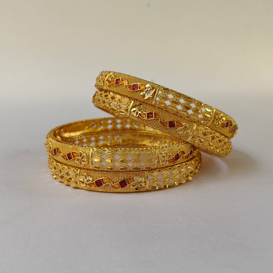 Traditional Filigree Gold Toned Bangles