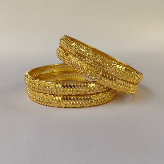 Traditional Gold Toned Intricate Textured Bangles