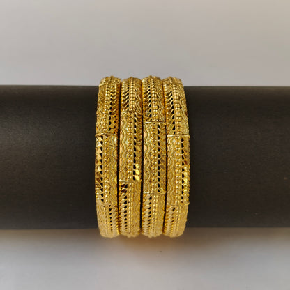 Traditional Gold Toned Intricate Textured Bangles