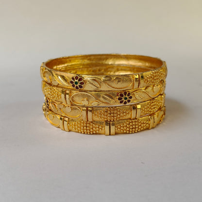 Meenakari Floral Gold Plated Bangles