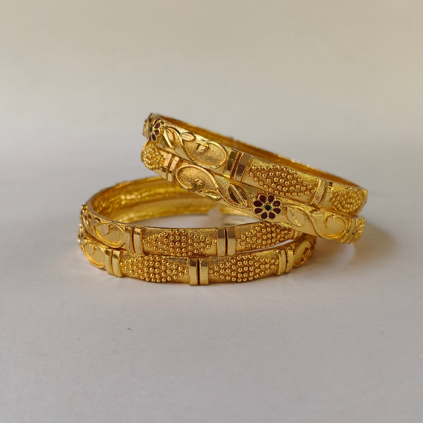 Meenakari Floral Gold Plated Bangles