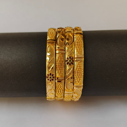 Meenakari Floral Gold Plated Bangles