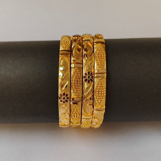Meenakari Floral Gold Plated Bangles