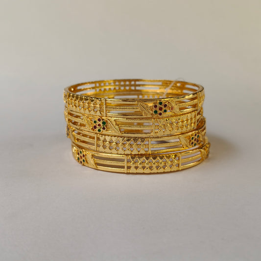 Traditional Gold Toned Enamel Filigree Bangles