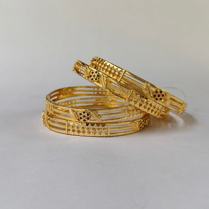 Traditional Gold Toned Enamel Filigree Bangles