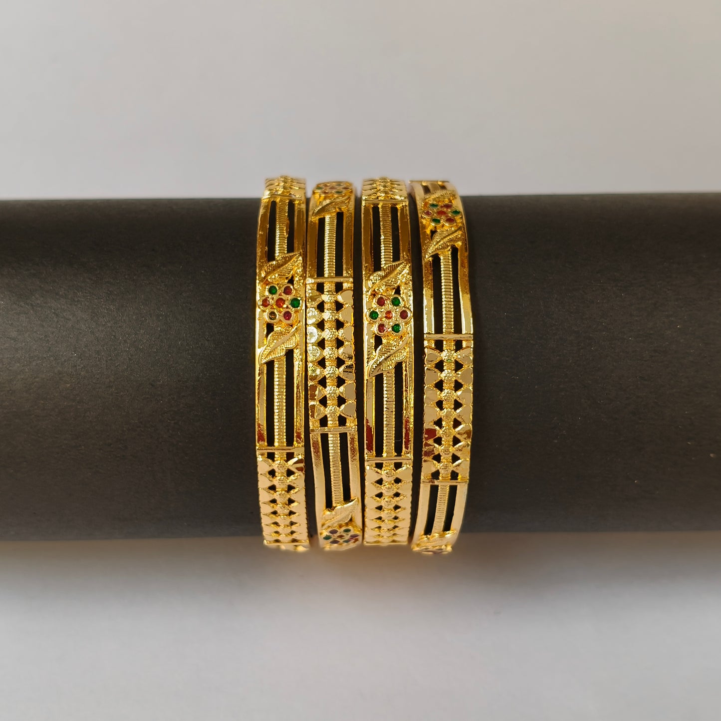 Traditional Gold Toned Enamel Filigree Bangles