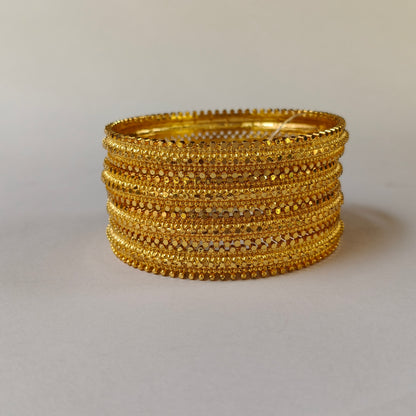 Gold Toned Granular Textured Bangles