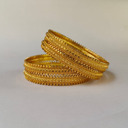 Gold Toned Granular Textured Bangles