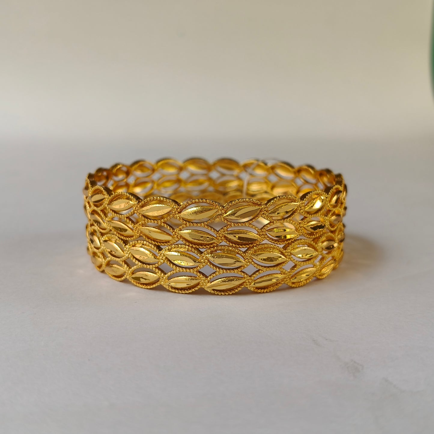 Gold Interwoven Lattice Filigree Bangles