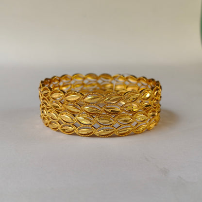 Gold Interwoven Lattice Filigree Bangles