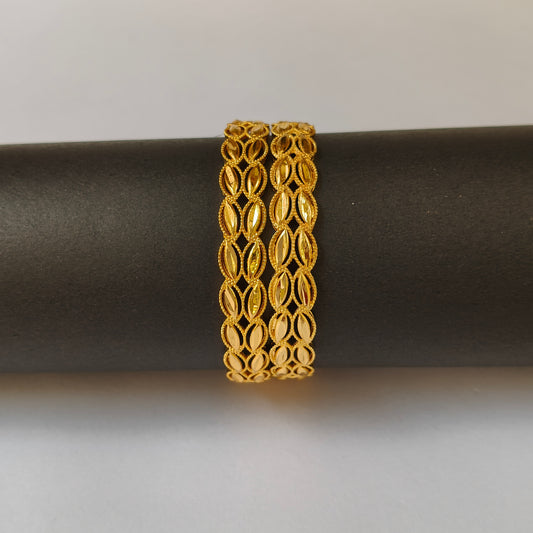 Gold Interwoven Lattice Filigree Bangles