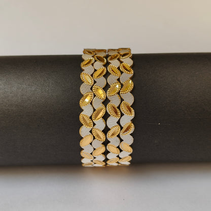Dual-Tone Ornate Scalloped Bangles