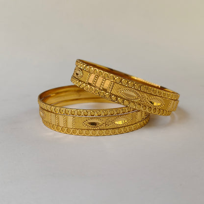 Intricate Textured Gold Stackable Bangles