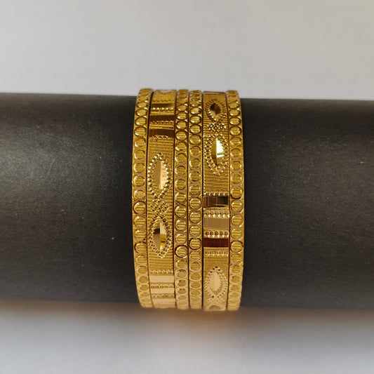 Intricate Textured Gold Stackable Bangles