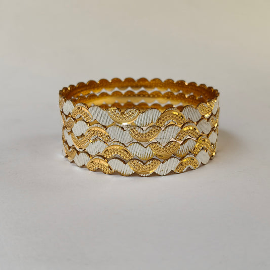 Two-Tone Scalloped Dual Finish Bangles