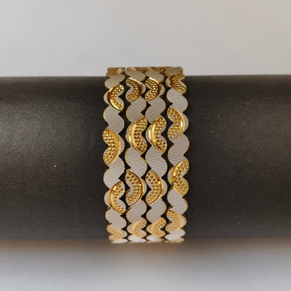 Two-Tone Scalloped Dual Finish Bangles