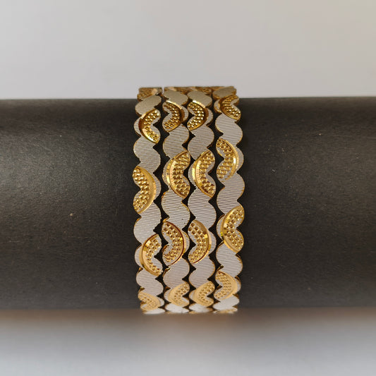Two-Tone Scalloped Dual Finish Bangles