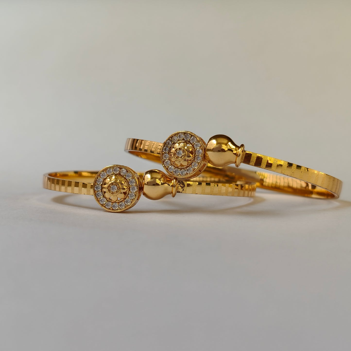 Gold Toned Stone Studded Openable Kada