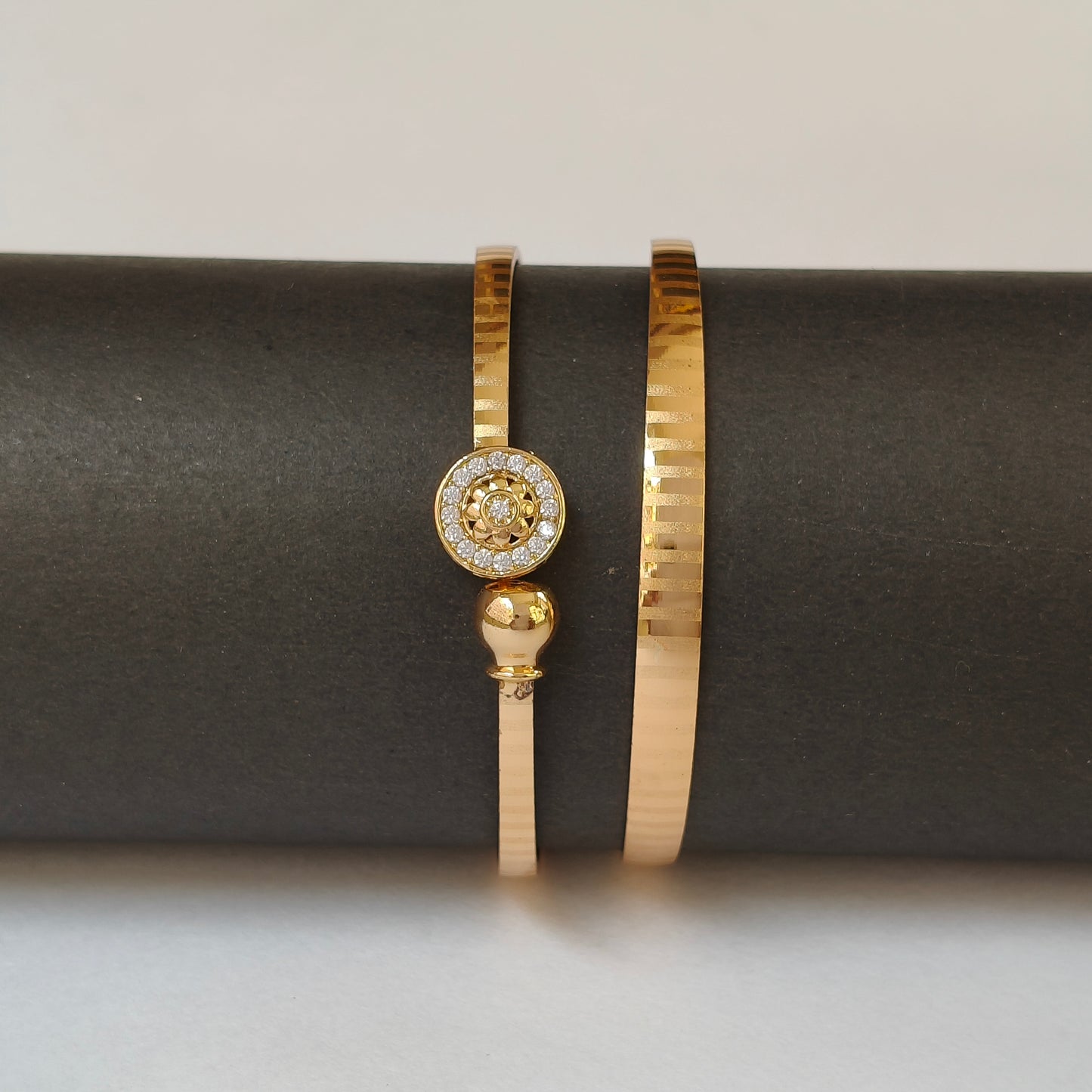 Gold Toned Stone Studded Openable Kada