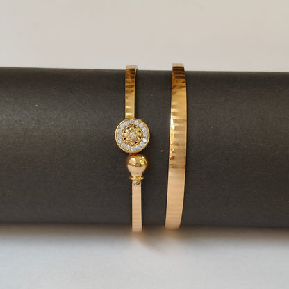Gold Toned Stone Studded Openable Kada